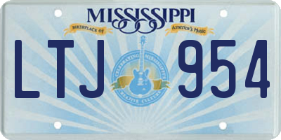 MS license plate LTJ954