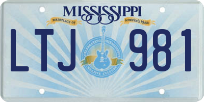 MS license plate LTJ981