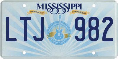 MS license plate LTJ982