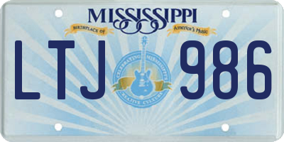 MS license plate LTJ986