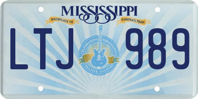 MS license plate LTJ989