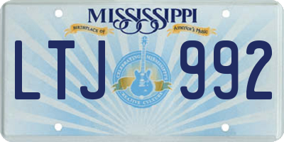 MS license plate LTJ992