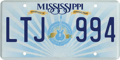 MS license plate LTJ994