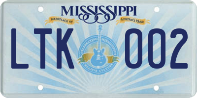 MS license plate LTK002
