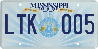 MS license plate LTK005
