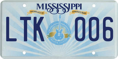 MS license plate LTK006