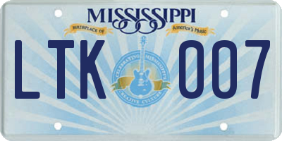 MS license plate LTK007