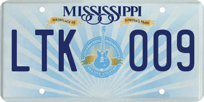 MS license plate LTK009
