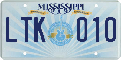 MS license plate LTK010