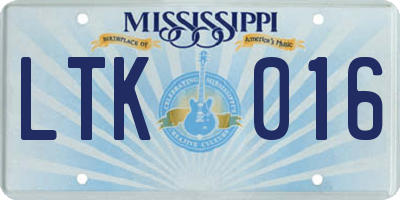 MS license plate LTK016