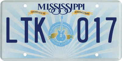 MS license plate LTK017
