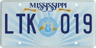 MS license plate LTK019
