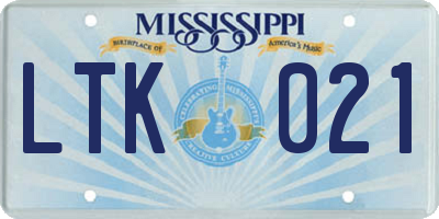 MS license plate LTK021