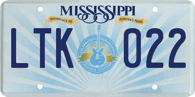 MS license plate LTK022