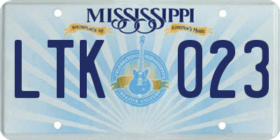 MS license plate LTK023