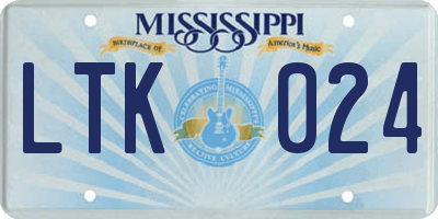 MS license plate LTK024