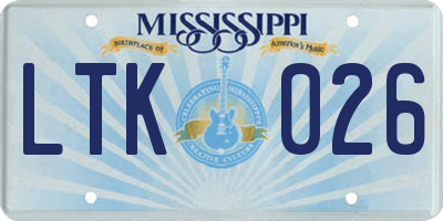 MS license plate LTK026