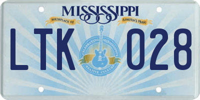 MS license plate LTK028