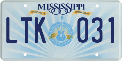 MS license plate LTK031