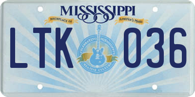 MS license plate LTK036