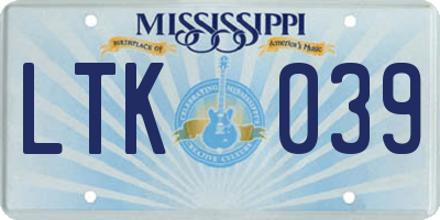MS license plate LTK039