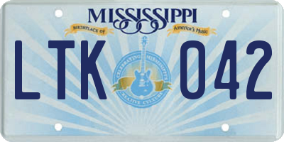 MS license plate LTK042