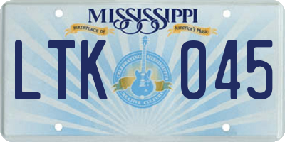 MS license plate LTK045