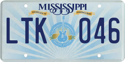 MS license plate LTK046