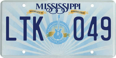 MS license plate LTK049