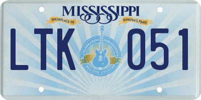 MS license plate LTK051