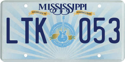 MS license plate LTK053