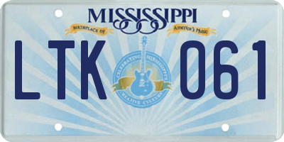 MS license plate LTK061