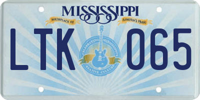 MS license plate LTK065