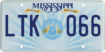 MS license plate LTK066