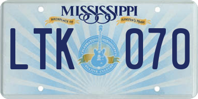 MS license plate LTK070