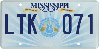 MS license plate LTK071