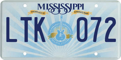 MS license plate LTK072