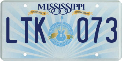 MS license plate LTK073
