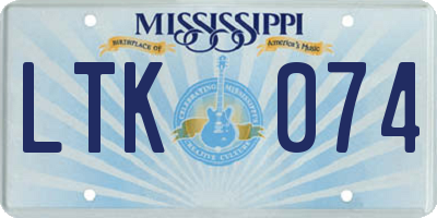 MS license plate LTK074