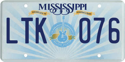 MS license plate LTK076