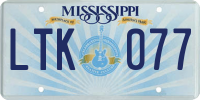 MS license plate LTK077