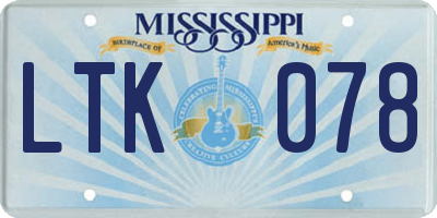 MS license plate LTK078