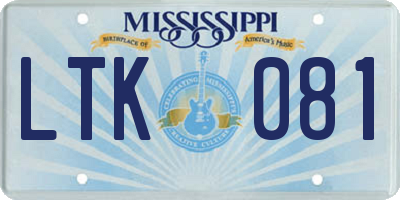 MS license plate LTK081