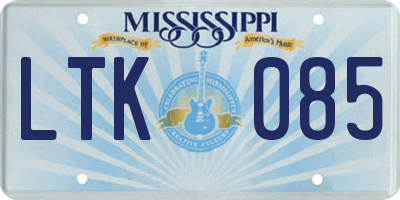 MS license plate LTK085