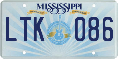 MS license plate LTK086