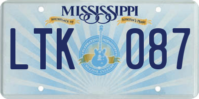 MS license plate LTK087