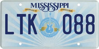 MS license plate LTK088