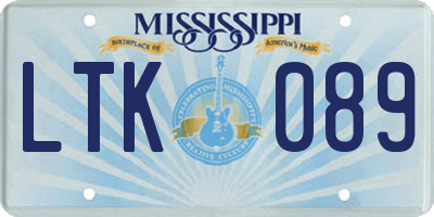 MS license plate LTK089