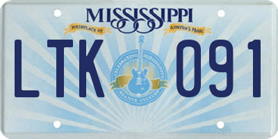 MS license plate LTK091