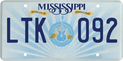 MS license plate LTK092